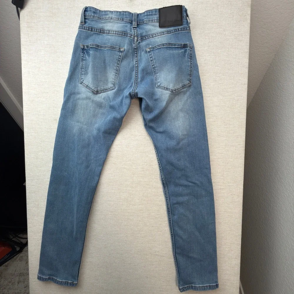 Tailor Vintage Canaan Jeans Mens 28x30 Slim Fit Comfort Stretch Blue Solid Denim